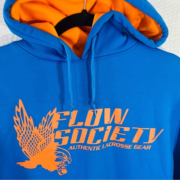 Flow Society Hoodie Authentic Lacrosse Gear Sweatshirt-medium blue and orange - Picture 10 of 12